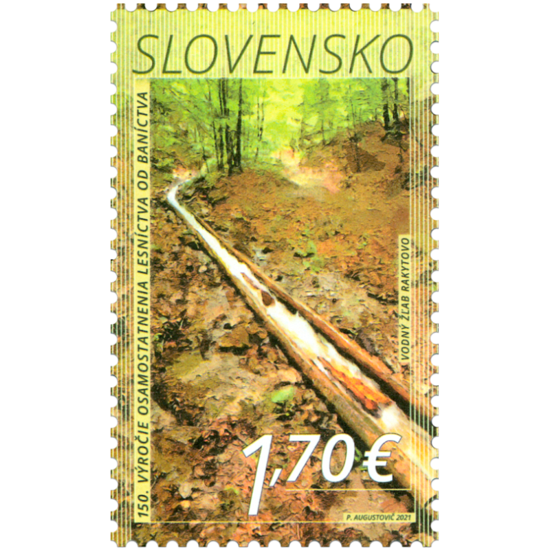 Známka - 150. výročie osamostatnenia lesníctva od baníctva (1871)