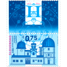 Známka - 150. výročie založenia hvezdárne v Hurbanove - známka s kupónom