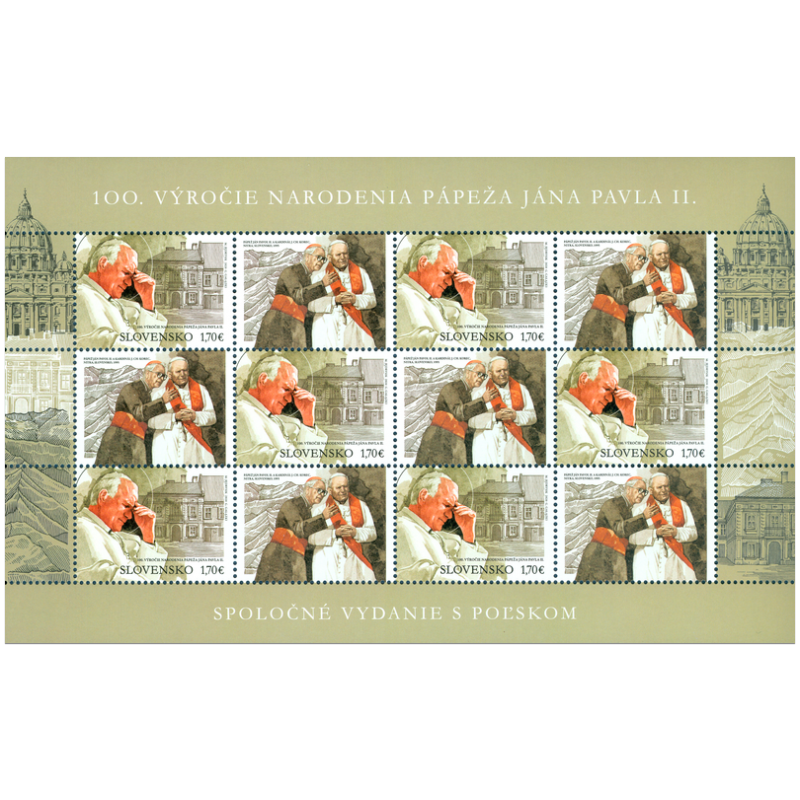Hárček - spoločné vydanie s Poľskom 100. výročie narodenia pápeža Jána Pavla II. (1920 – 2005) 