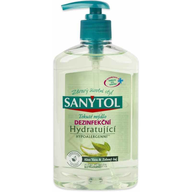 Sanytol dezinfekční mydlo na ruce Zelený čaj & Aloe Vera s dávkovačem 250 ml