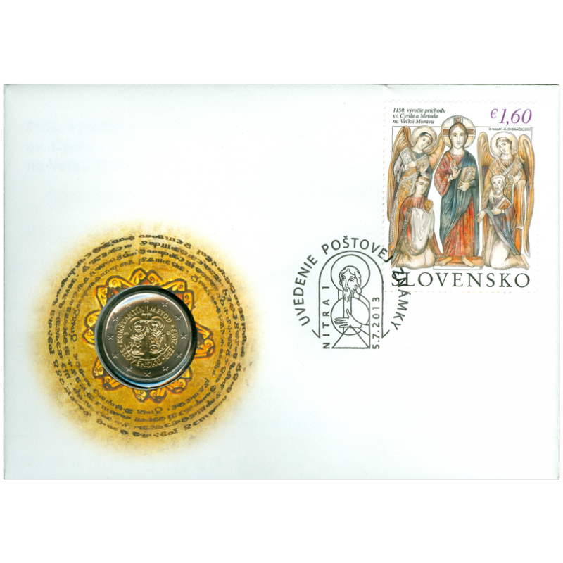 Numizmatická obálka: 1150. výročie príchodu sv. Cyrila a Metoda na Veľkú Moravu
