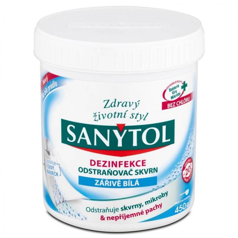 Sanytol dezinfekcia odstraňovač škvŕn žiarivo biela 450 g