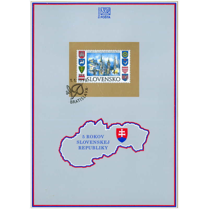 Nálepný list č. 31 - 5 rokov Slovenskej republiky (10 pečiatok)