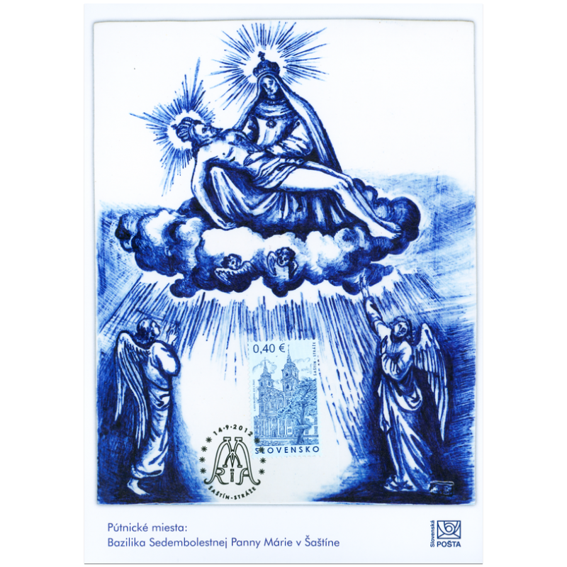 Nálepný list č. 96 - Krásy našej vlasti: Bazilika Sedembolestnej Panny Márie v Šaštíne